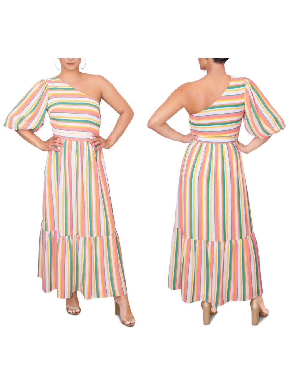 NWT RACHEL Rachel Roy "Tove" One-Shoulder Maxi Dress 14 Summer Wedding